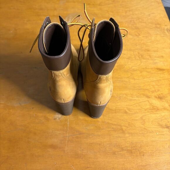 Timberland Ankle Boots Women Size 8 Wheat Tan Chunky Wedge Heel - Picture 7 of 10